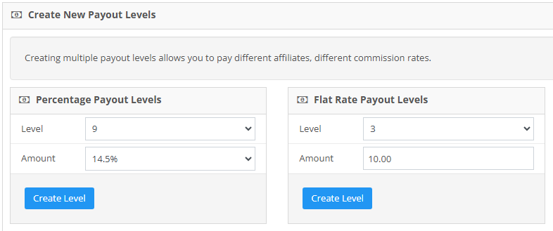 define your payout levels
