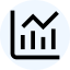 Escalating graph icon to represent managing affiliate payouts with regards to loads, investing or subscription based financial services.