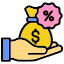 Cash bag in hand icon to represent affiliate commission flexibility challenges for which our affiliate program management software has suited solutions.