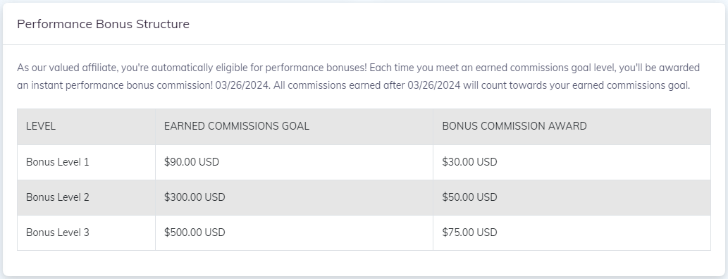 bonus commission offerings for affiliates