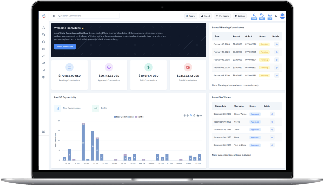 new idevaffiliate dashboard