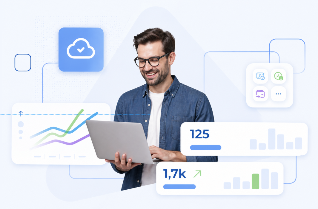 Business owner checking the dashboard on his affiliate management software from iDevAffiliate.