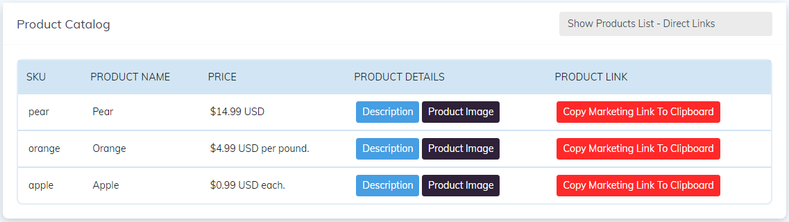 affiliate dashboard with products to promote