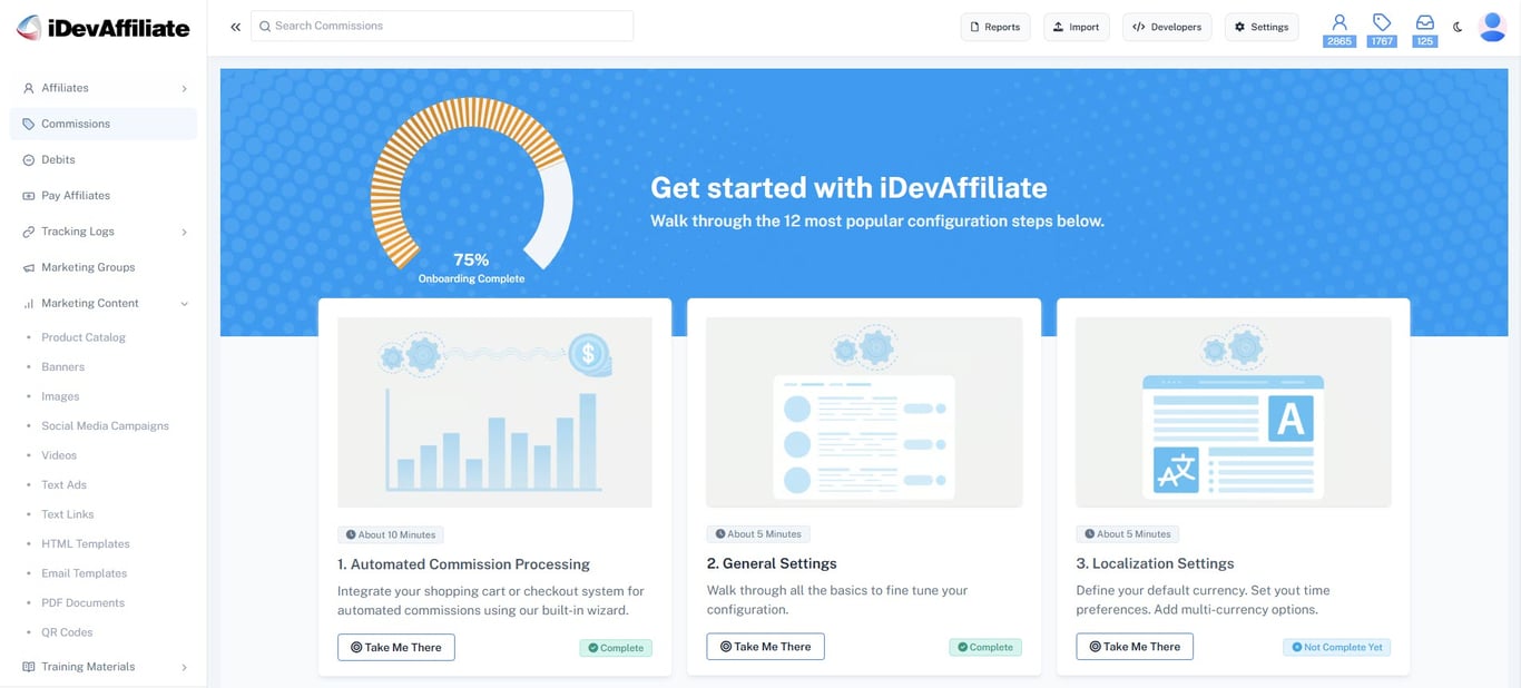 iDevAffiliate Admin Dashboard