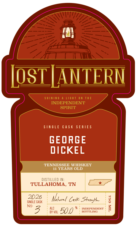 Label for Lost Lantern George Dickel Whiskey