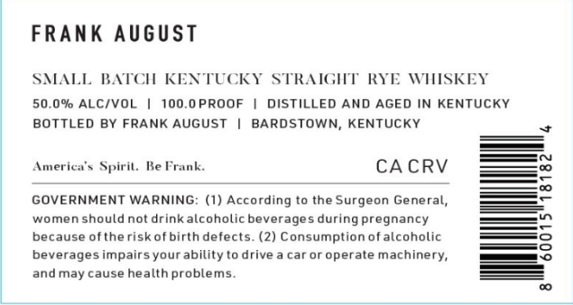 Label for Frank August Rye