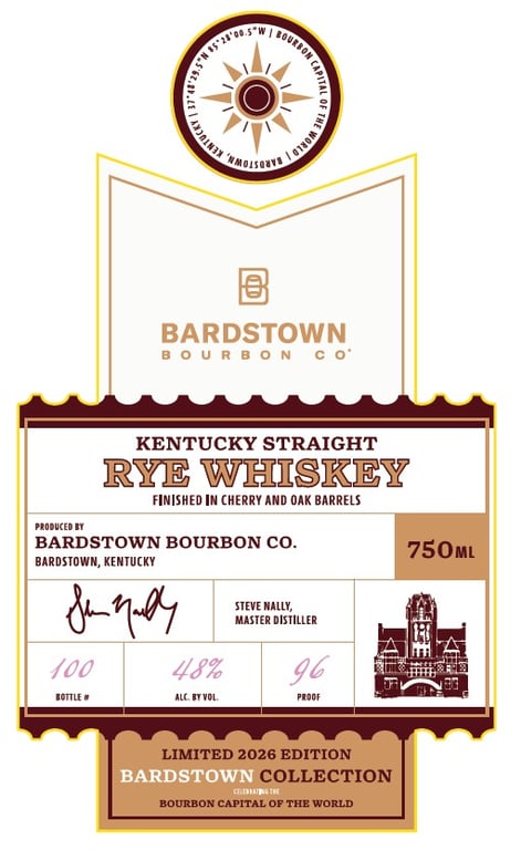 Label for Bardstown Bourbon Co. Finished in Cherry and Oak Barrels Rye