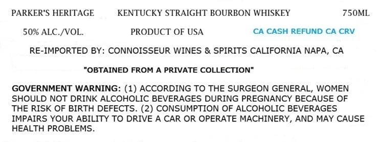 Label for Parker's Heritage Golden Anniversary