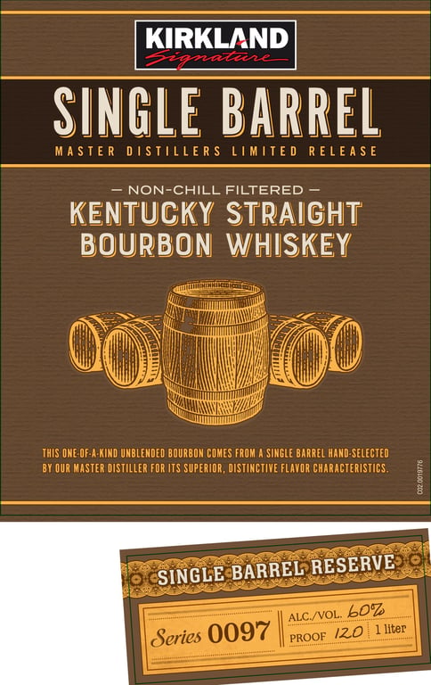 Label for Kirkland Signature Single Barrel