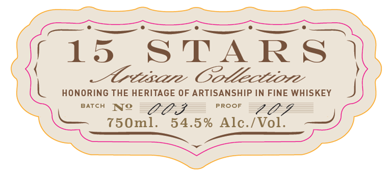 Label for 15 Stars Artisan Collection Bourbon