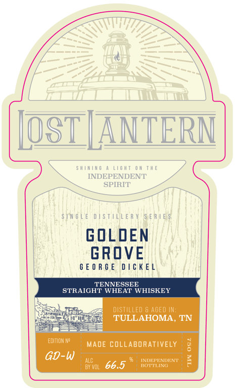 Label for Lost Lantern Golden Grove Whiskey