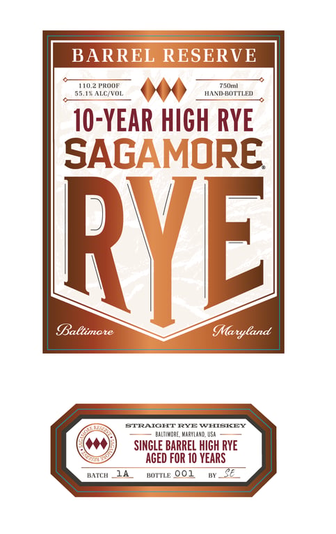Label for Sagamore 10 Year High Rye
