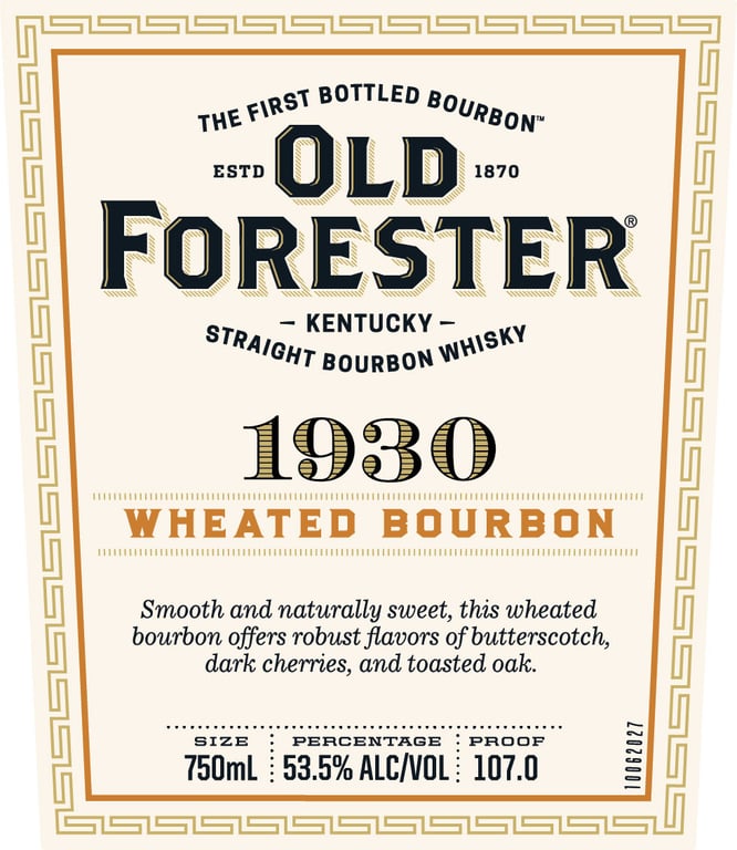 Label for Old Forester 1930 Wheated Bourbon