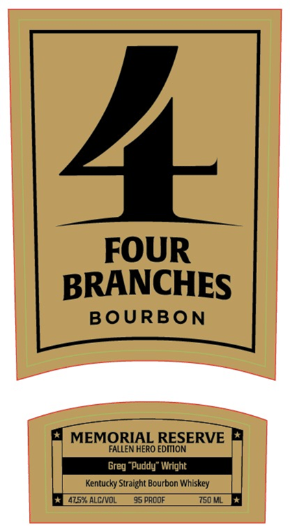 Label for Four Branches Memorial Reserve Bourbon