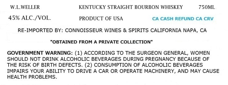 Label for W.l.weller 19 Years Old