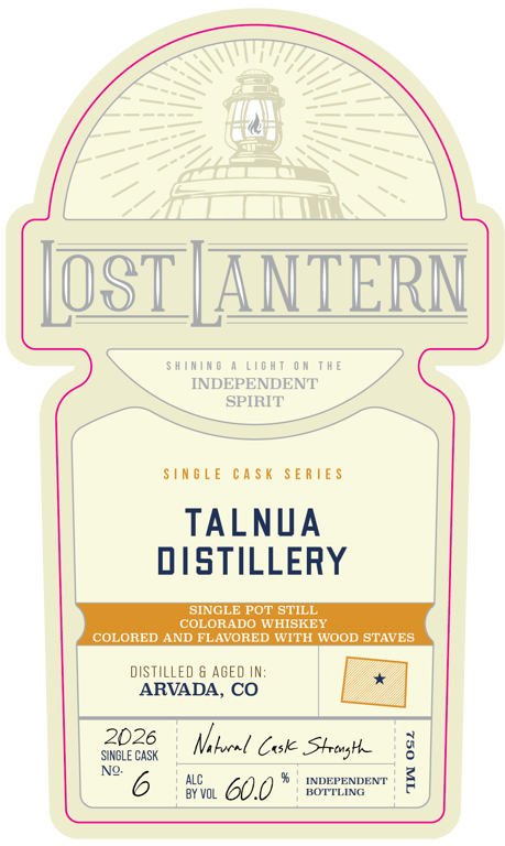 Label for Lost Lantern Talnua Distillery Whiskey