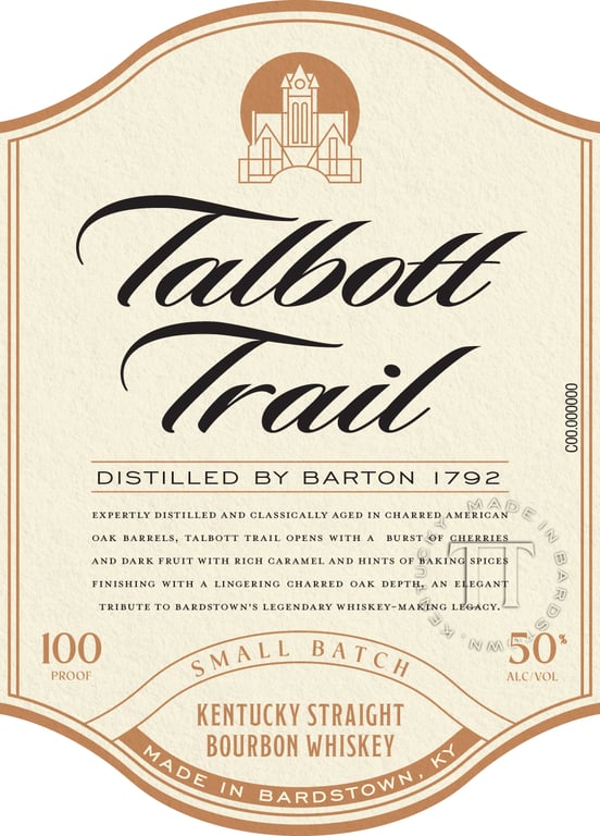 Label for Talbott Trail Bourbon