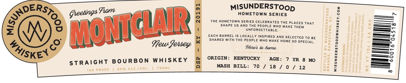 Label for Misunderstood Whiskey Co. Bourbon