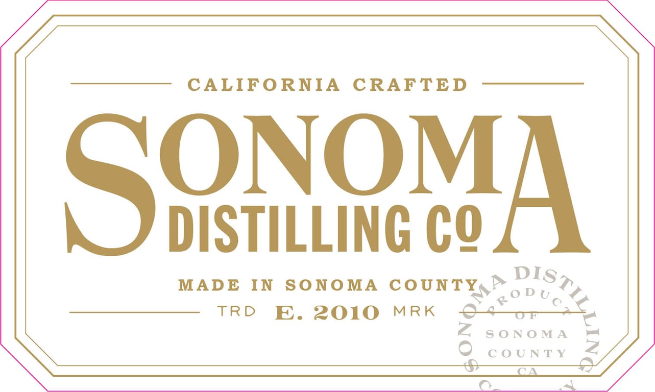 Label for Sonoma Distilling Company Made With Cherrywood Smoked Malted Barley Bourbon