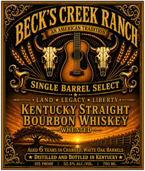 Label for Beck's Creek Ranch Single Barrel Select Bourbon