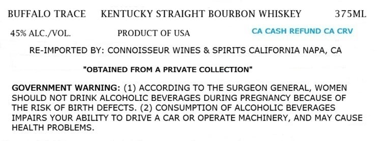 Label for Buffalo Trace Single Oak Project Barrel# 167