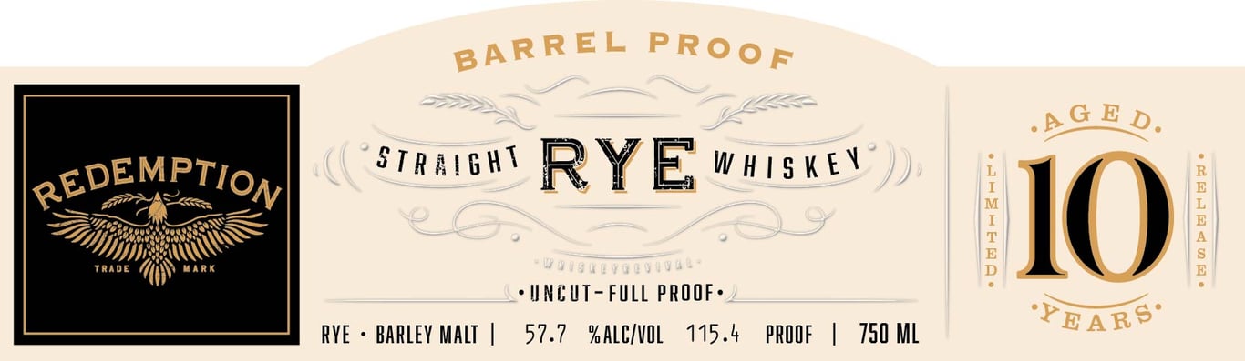 Label for Redemption Barrel Proof