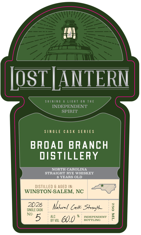Label for Lost Lantern Broad Branch Distillery Rye