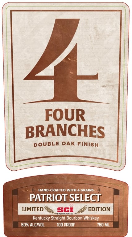 Label for Four Branches Double Oak Finish Bourbon