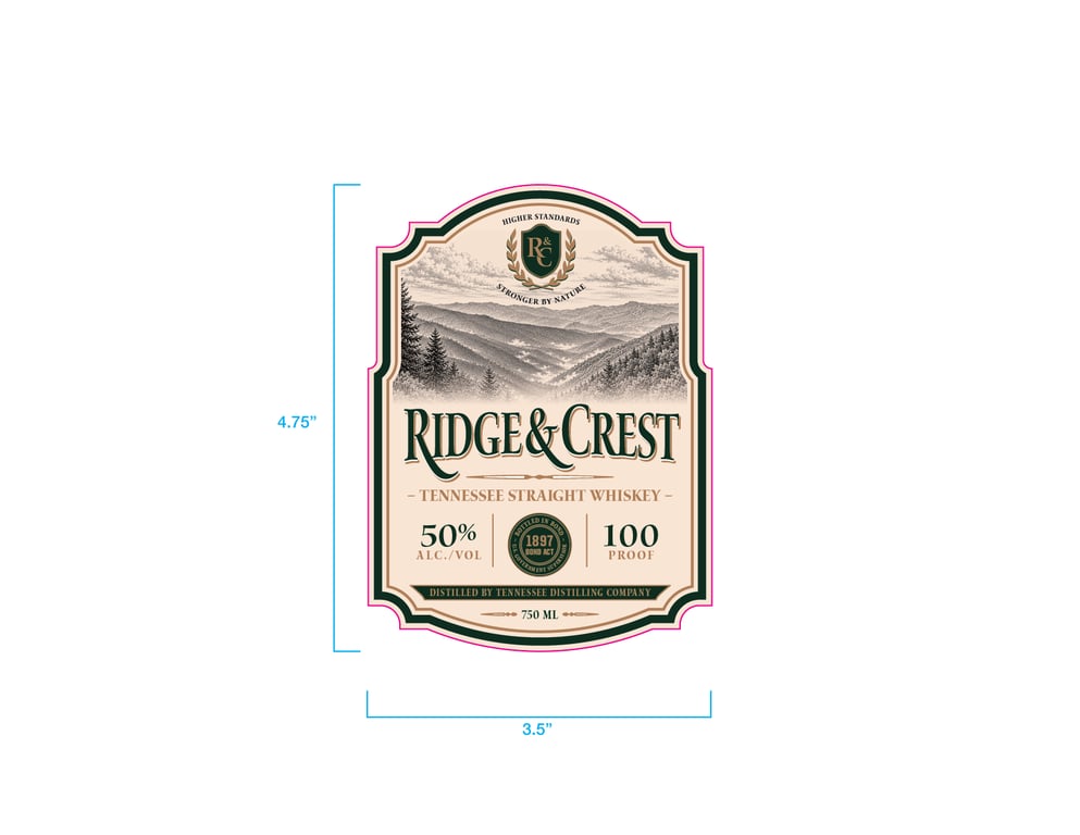 Label for Ridge & Crest Whiskey