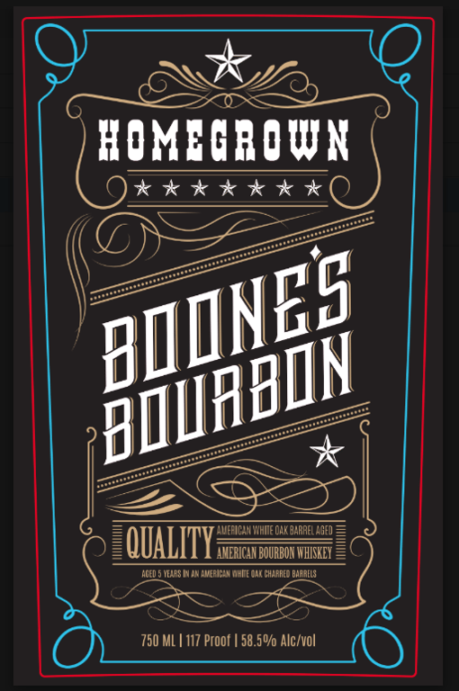 Label for Boone's Bourbon Homegrown
