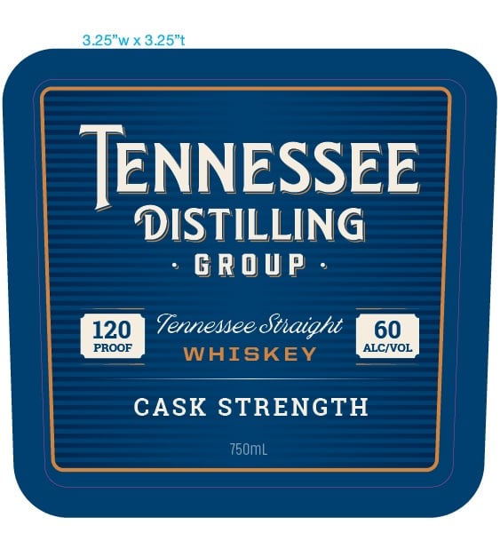 Label for Tennessee Distilling Group Whiskey