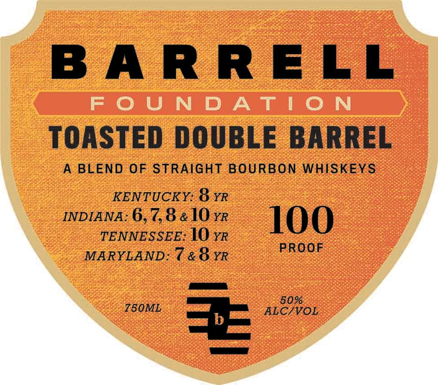 Label for Barrell Foundation Toasted Double Barrel Blended Bourbon