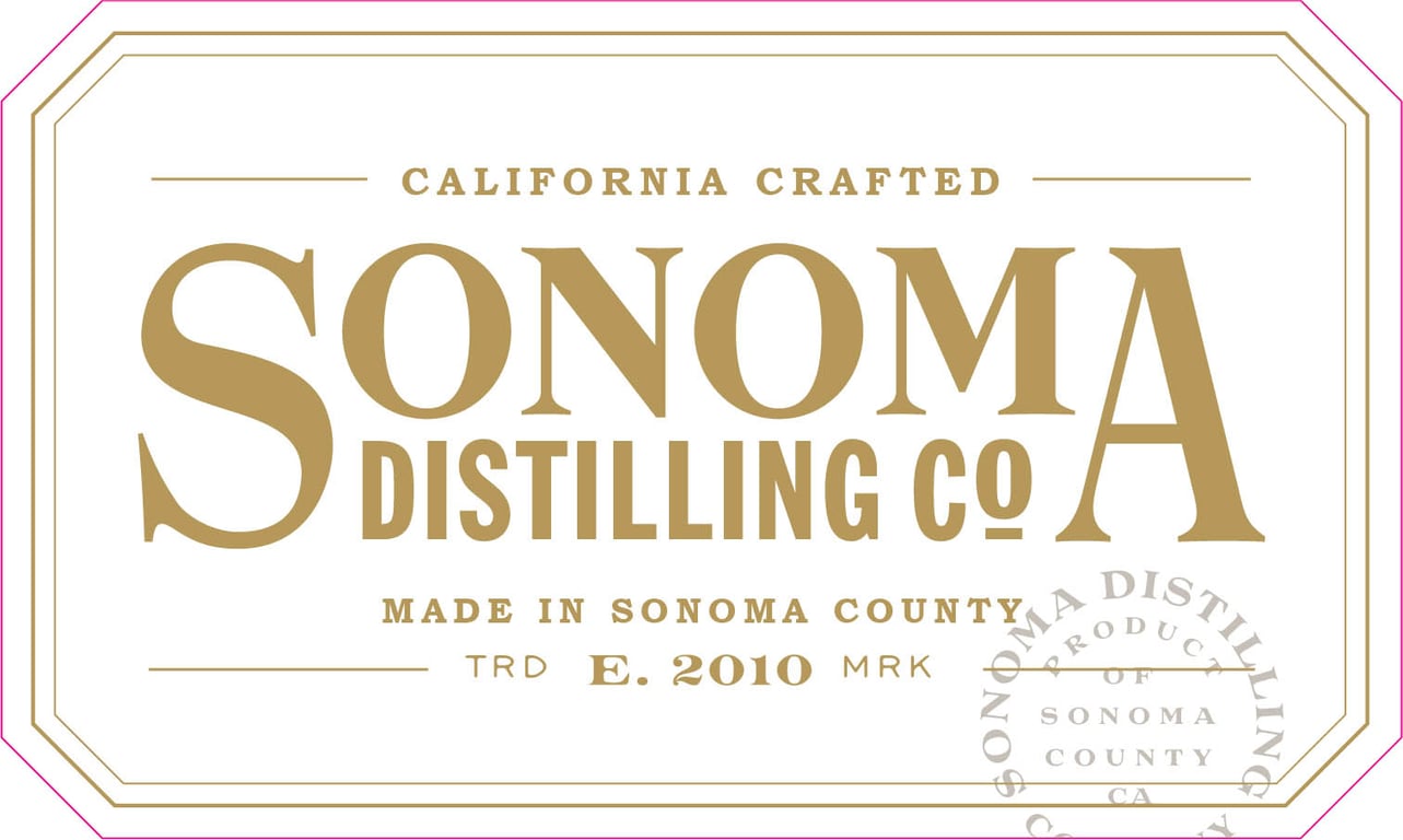 Label for Sonoma Distilling Company Made With Cherrywood Smoked Malted Barley Rye