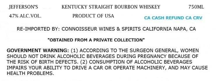 Label for Jefferson's Presidential Select 17 Years Old