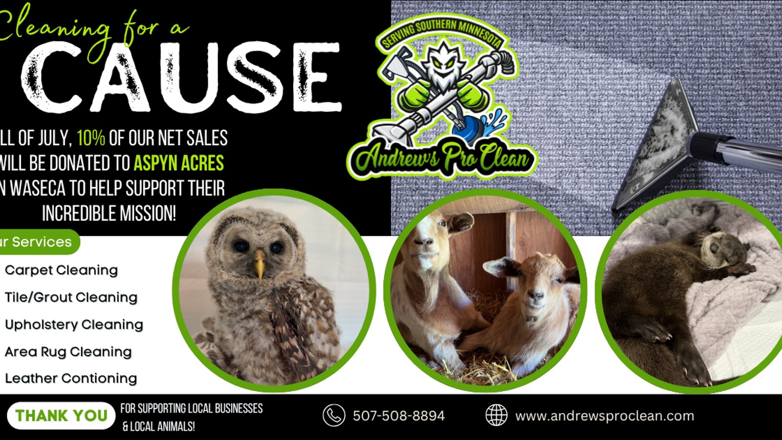 Cleaning for a Cause: our July fundraiser for Aspyn Acres