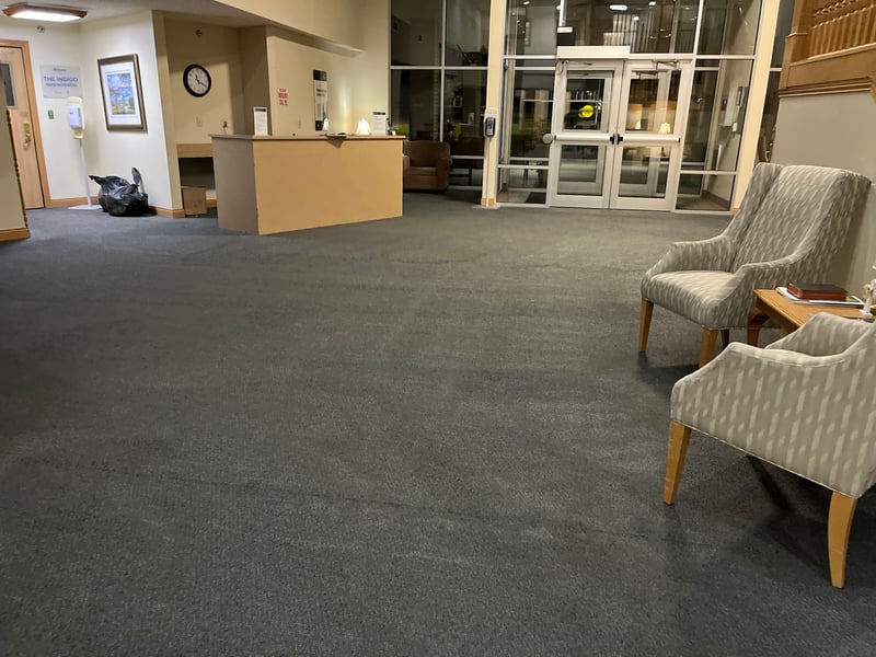 Commercial lobby carpet cleaned to even vacuum lines by Andrew's Pro Clean in Owatonna, MN