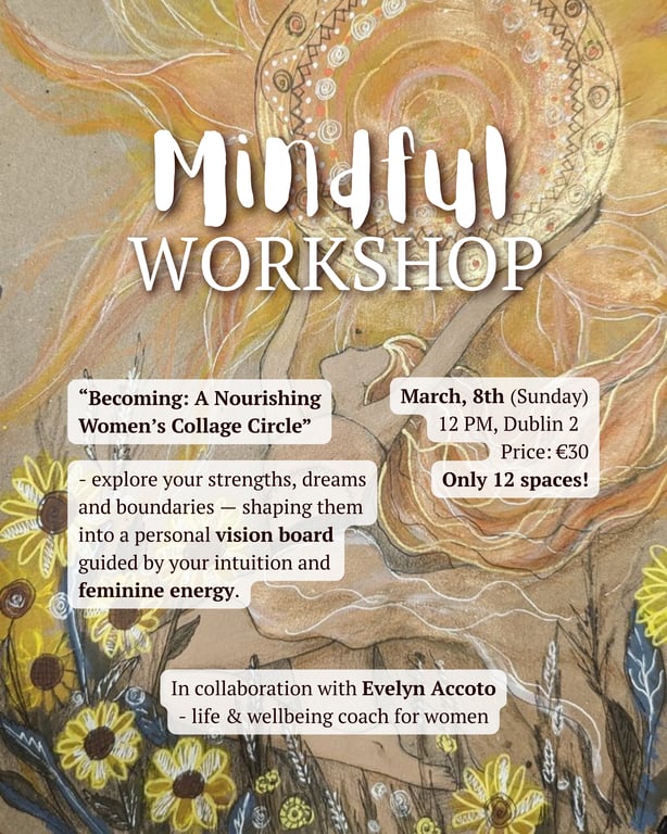 Layered collage textures arranged in soft evening light.