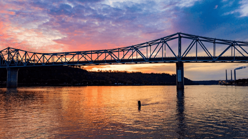 The Ohio River waterfront in Madison, Indiana
