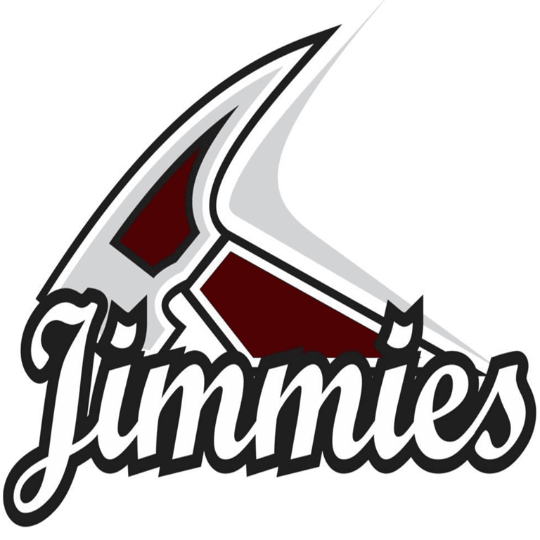 Jimtown Jimmies logo with a railroad pickaxe