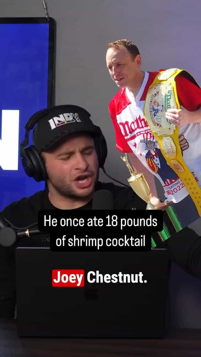 @joeychestnut once ate 18 pounds of @stelmosteakhouse Shrimp Cocktail.