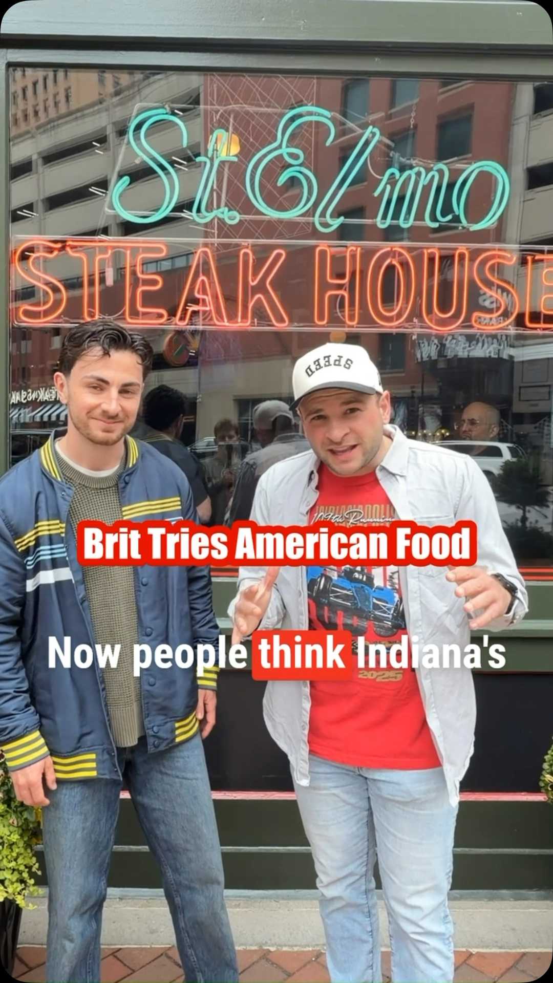 Our British friend tried the World Famous Shrimp Cocktail at @stelmosteakhouse