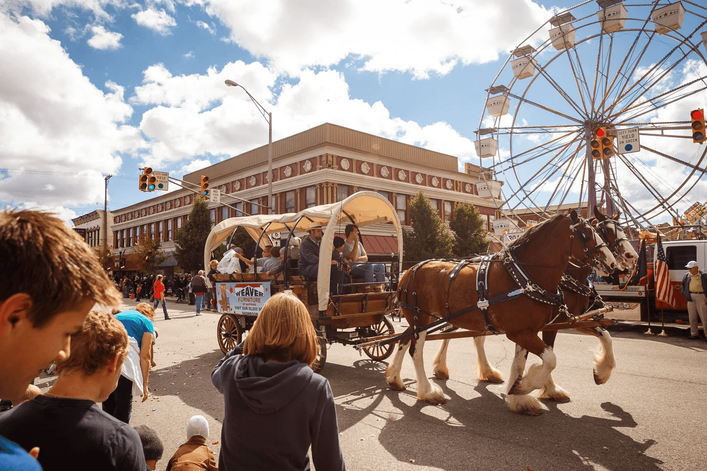 Carnival rides at the Nappanee Apple Festival in Nappanee, Indiana