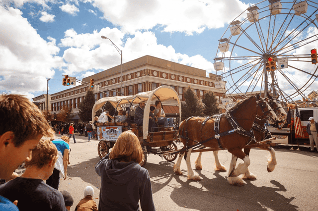 Carnival rides at the Nappanee Apple Festival in Nappanee, Indiana