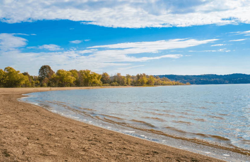 The shoreline of Lake Monroe near Bloomington, Indiana