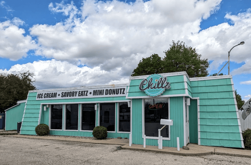The retro mint-green interior of Chillz Delights