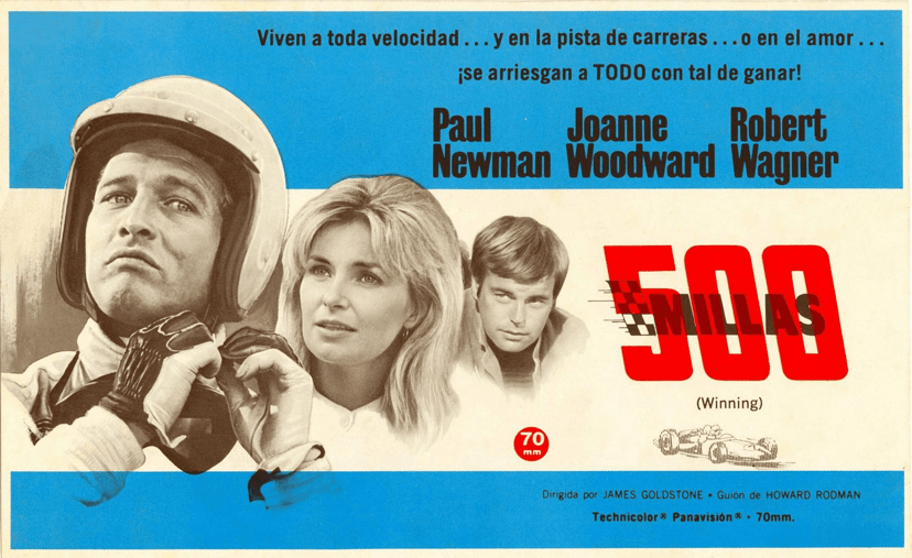 A vintage still from the 1969 racing film Winning, set around the Indianapolis 500
