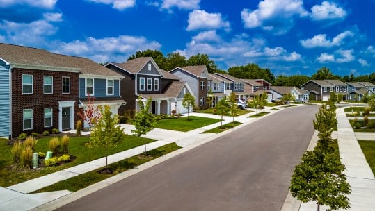 New subdivision homes under construction in Hamilton County Indiana suburbs