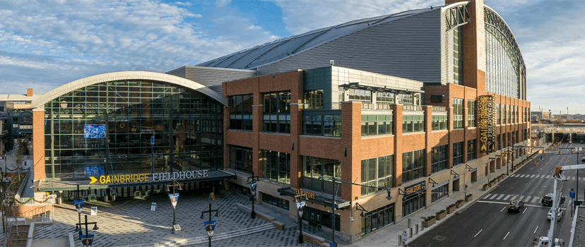 Gainbridge Fieldhouse in downtown Indianapolis, the new home of the IHSAA volleyball finals