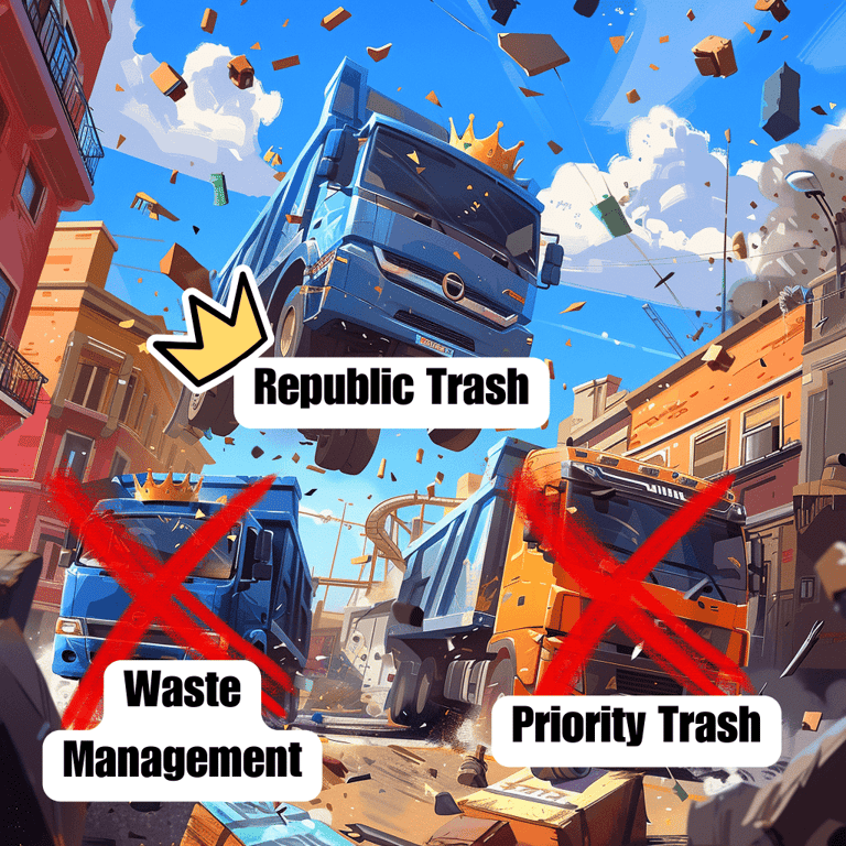 A meme of republic trash beating other services in Fishers