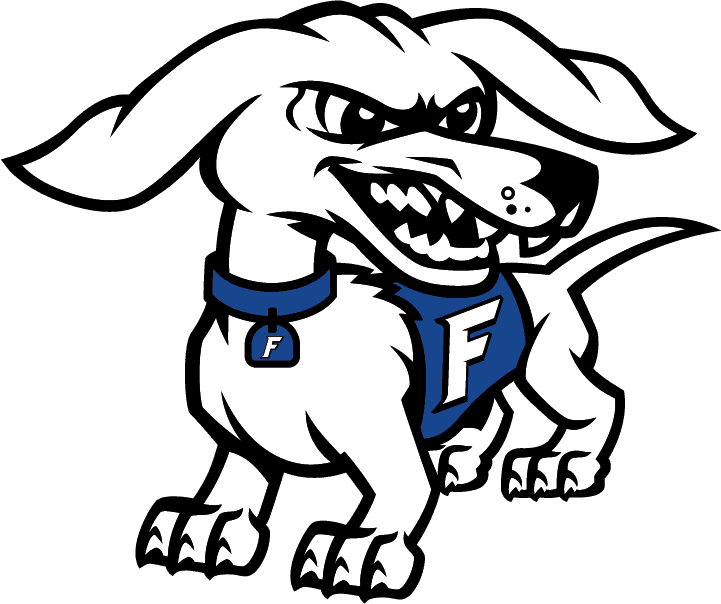 Frankfort Hot Dogs logo with a dachshund in a blue collar